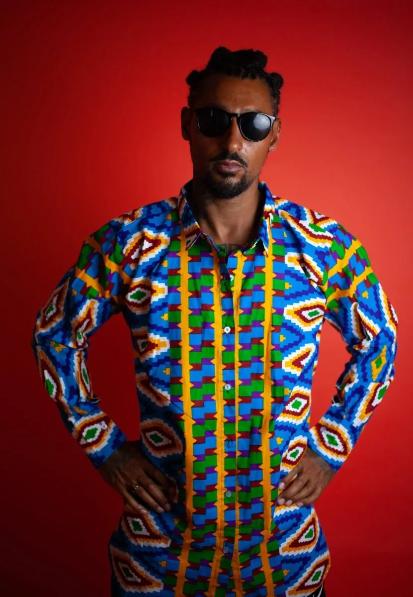 Crazy Blue Kente African Shirt