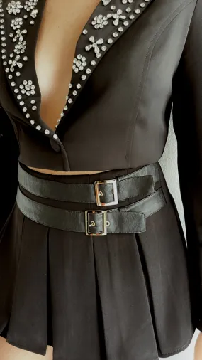 Double belt skort