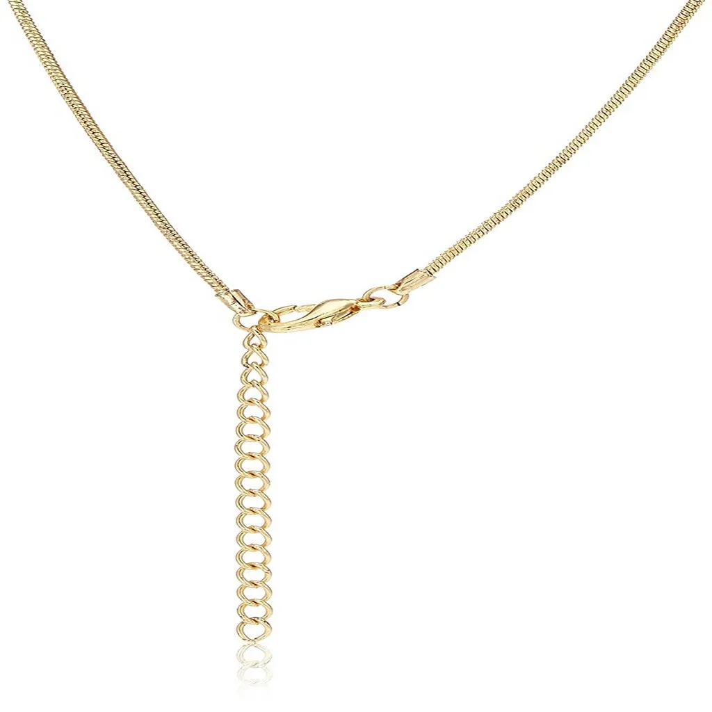 Estele 24 Kt Gold Plated Pearl button Chain pendant set for women