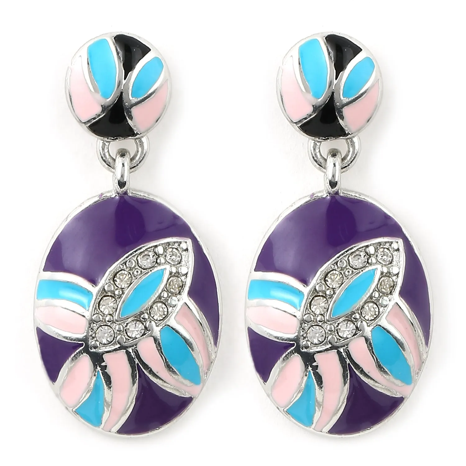 Estele - Beautiful Purple and Blue Enamel Butterfly Pendant Set