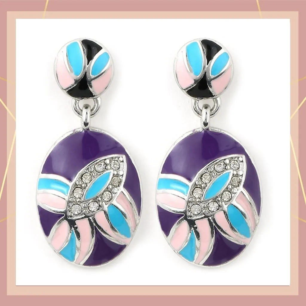 Estele - Beautiful Purple and Blue Enamel Butterfly Pendant Set