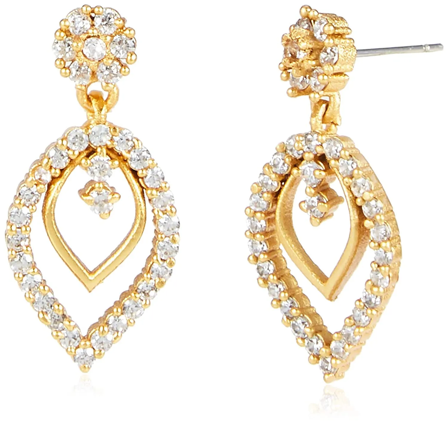 Estele Gold Plated American Diamond CZ Freesia Necklace Set for Women