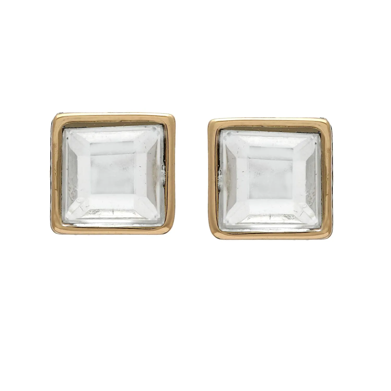 Estele -Gold Plated Square Shaped Kundan Stud Earrings