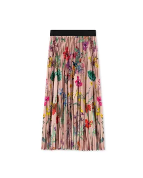 Floral Pleated Midi Skirt