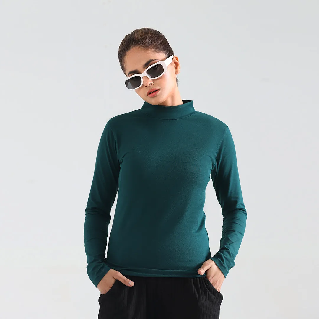 Forest Green Turtle Neck Women