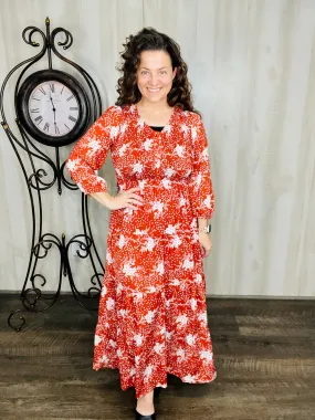 Georgia Rust & Floral Maxi Dress