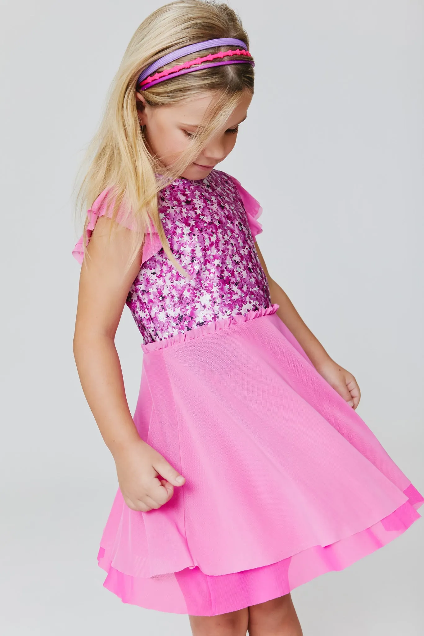 Girls Princess Dress in  Star Confetti Foil