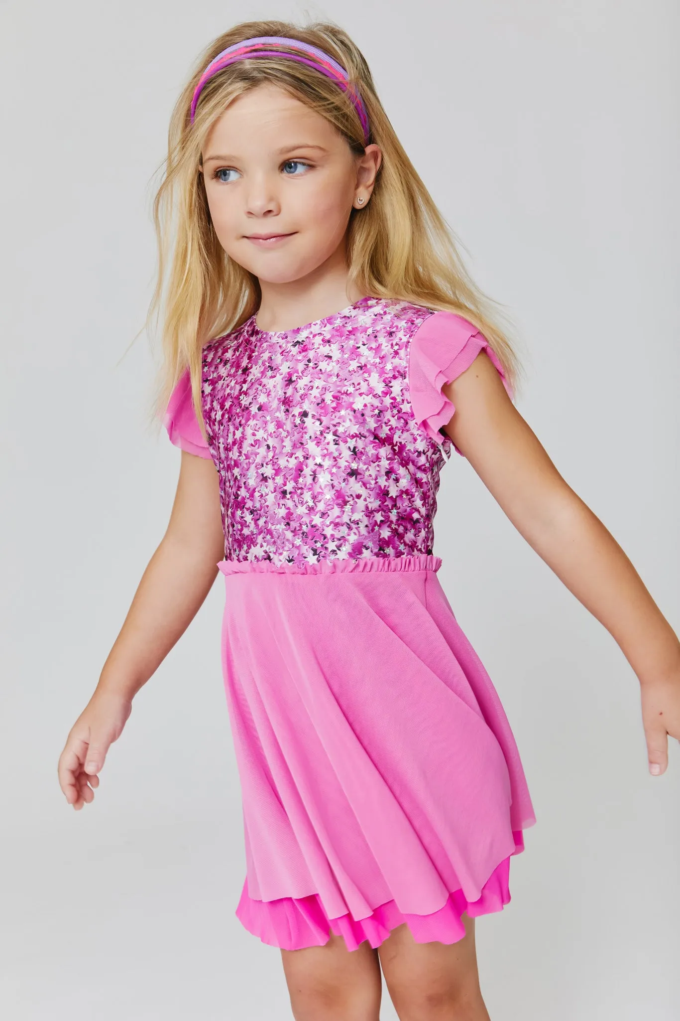 Girls Princess Dress in  Star Confetti Foil