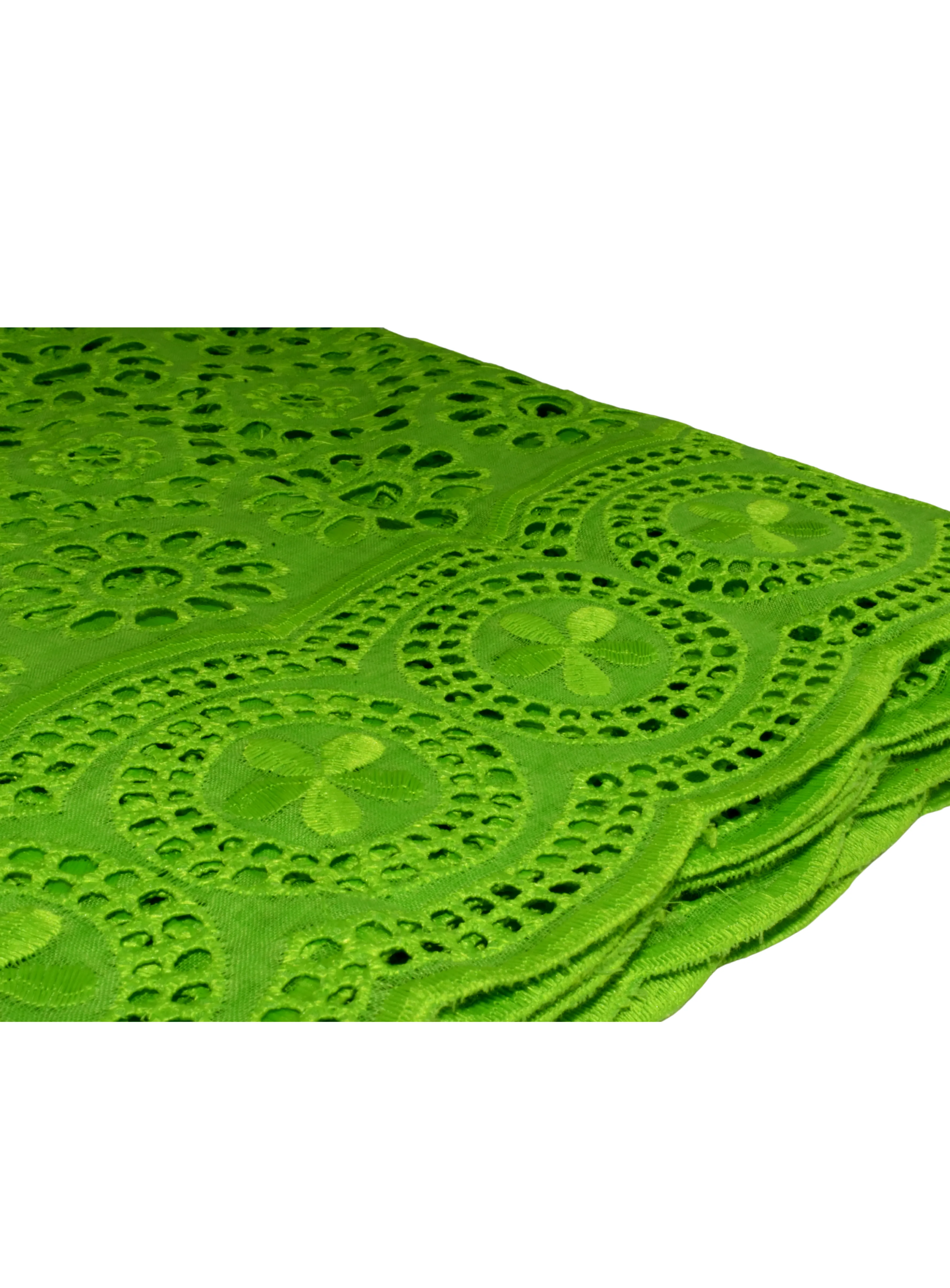 Green African Print Lace Flowery Circles - GL1