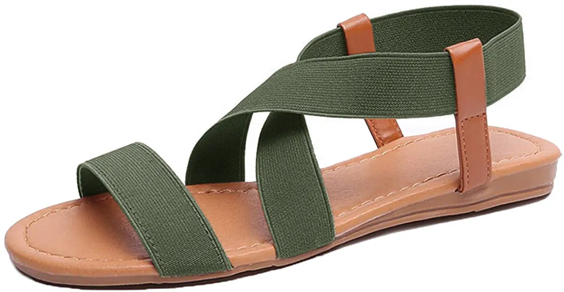 Haute Edition Women's Slip-On Elastic Ankle Flat Sandal