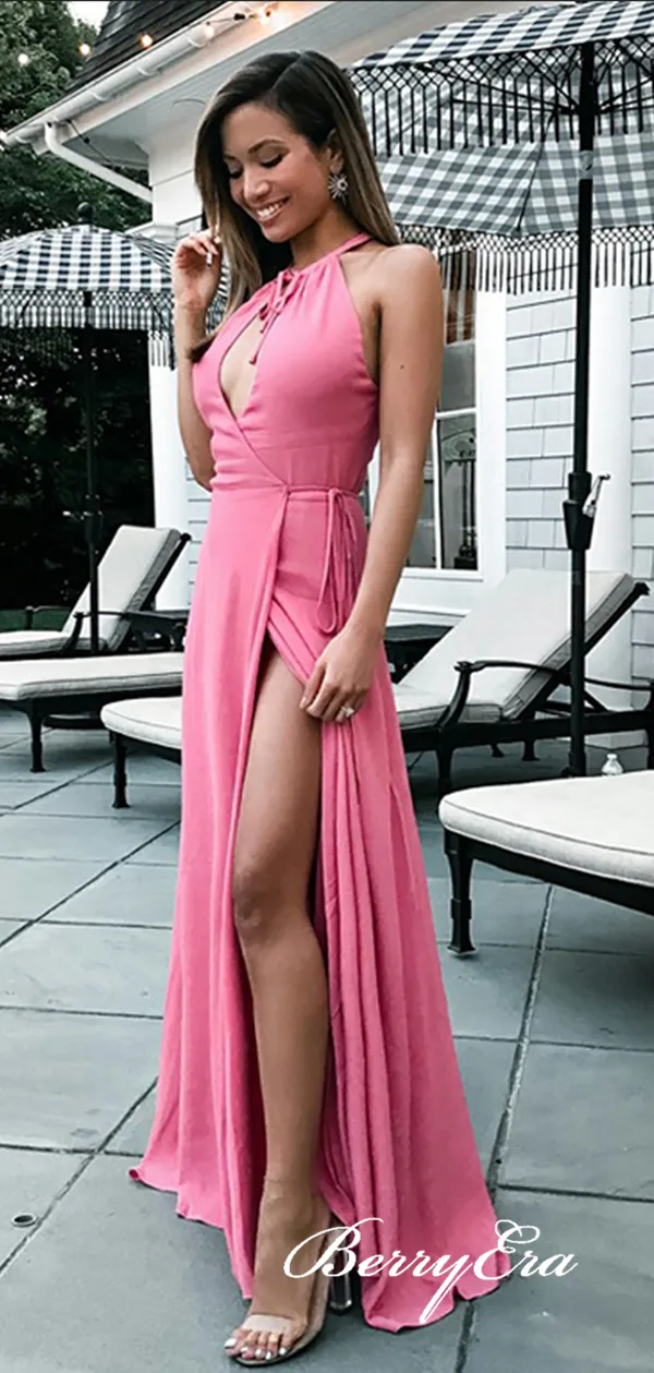 High Slit Sexy Prom Dresses, Unique Prom Dresses, Popular Prom Dresses 2019