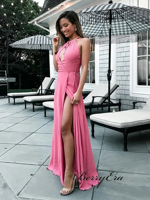 High Slit Sexy Prom Dresses, Unique Prom Dresses, Popular Prom Dresses 2019