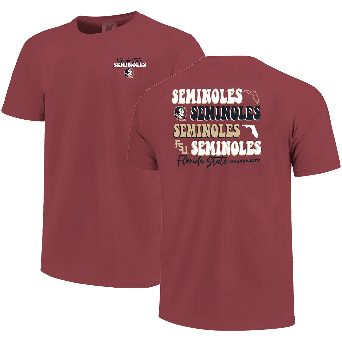 Image One Comfort Colors Women's Repeat Seminoles Design Short Sleeve T-shirt - Brick