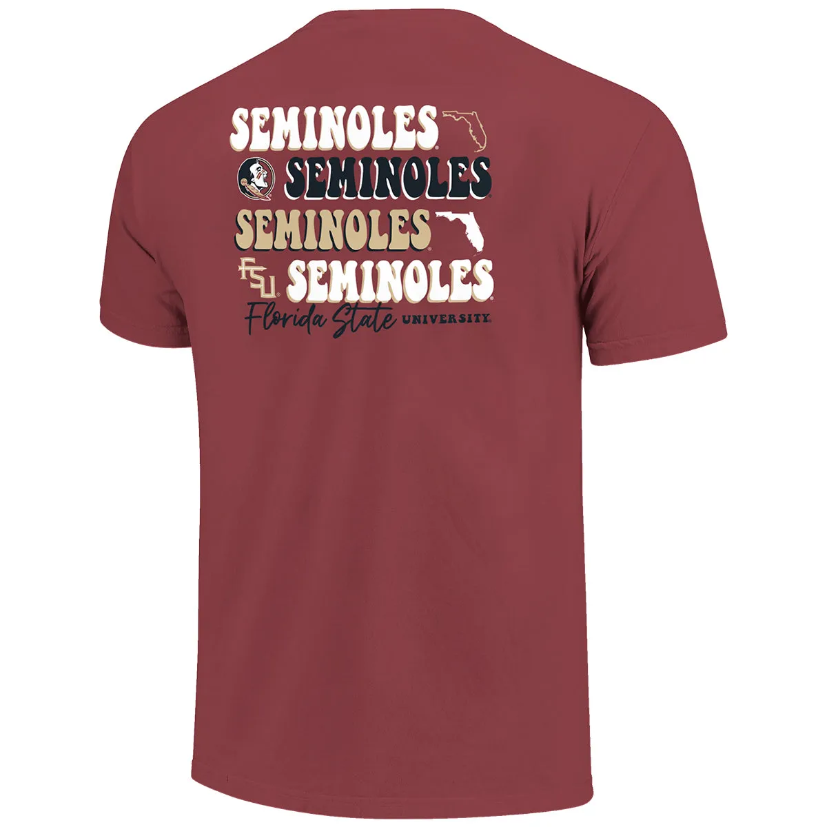 Image One Comfort Colors Women's Repeat Seminoles Design Short Sleeve T-shirt - Brick