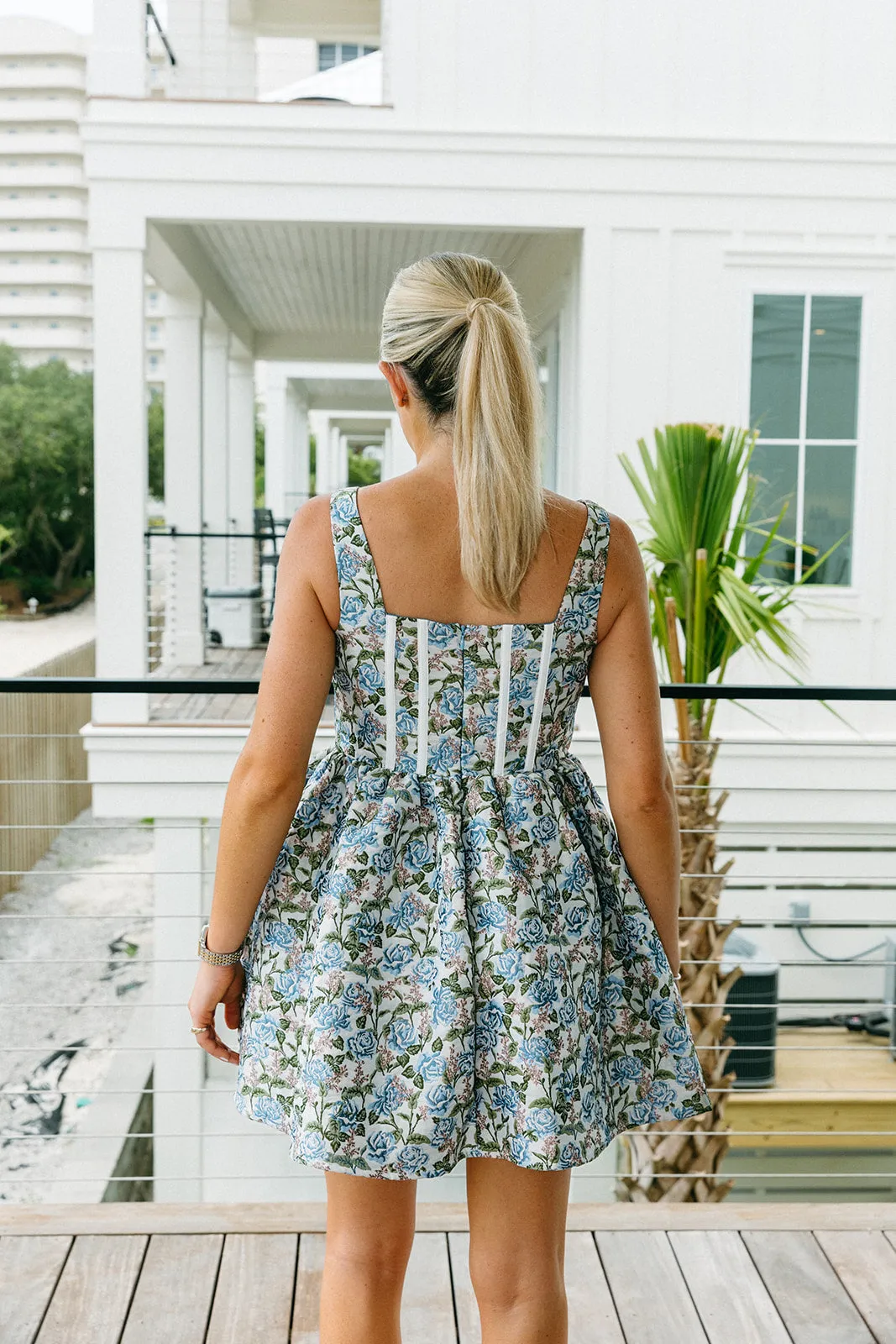 In The Garden Mini Dress - Blue