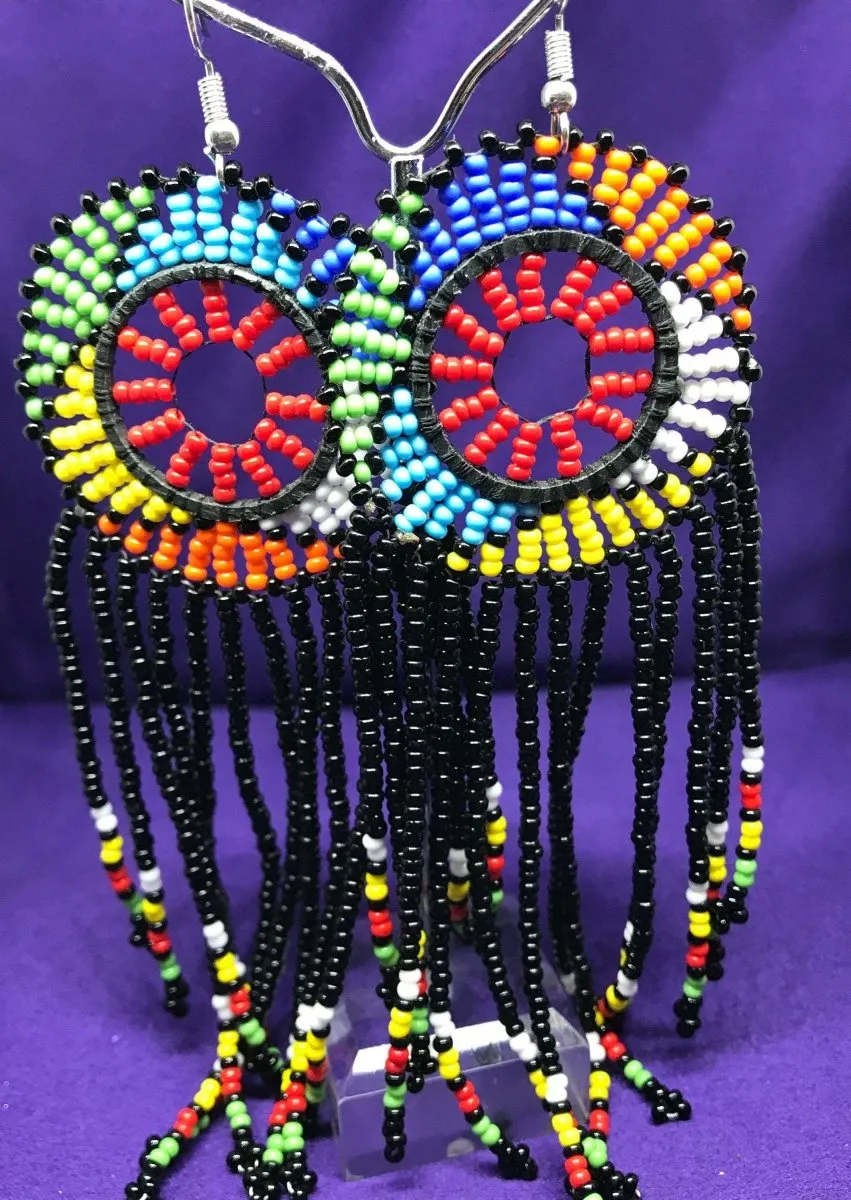 Masai Beaded Earrings in Blue and Black