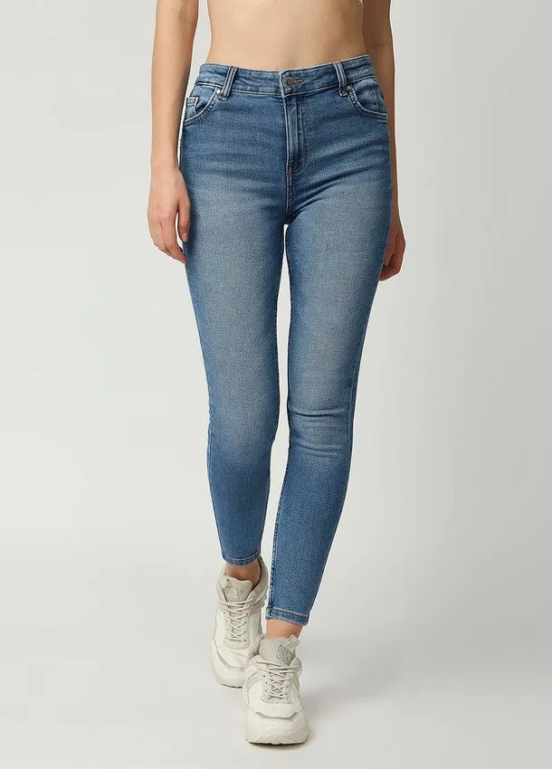 Mid Blue Ibiza HighWaist Basic Skinny Fit Jeans