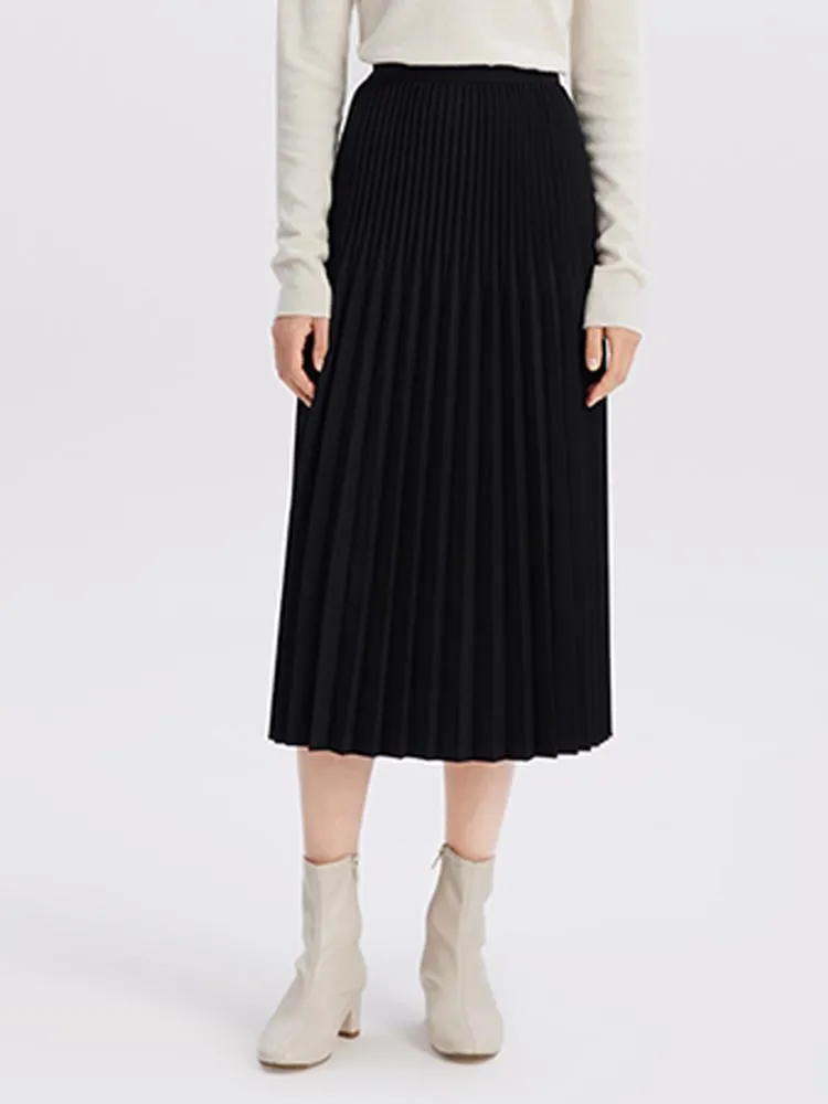 Mid-Length Pleated Half Women Skirt