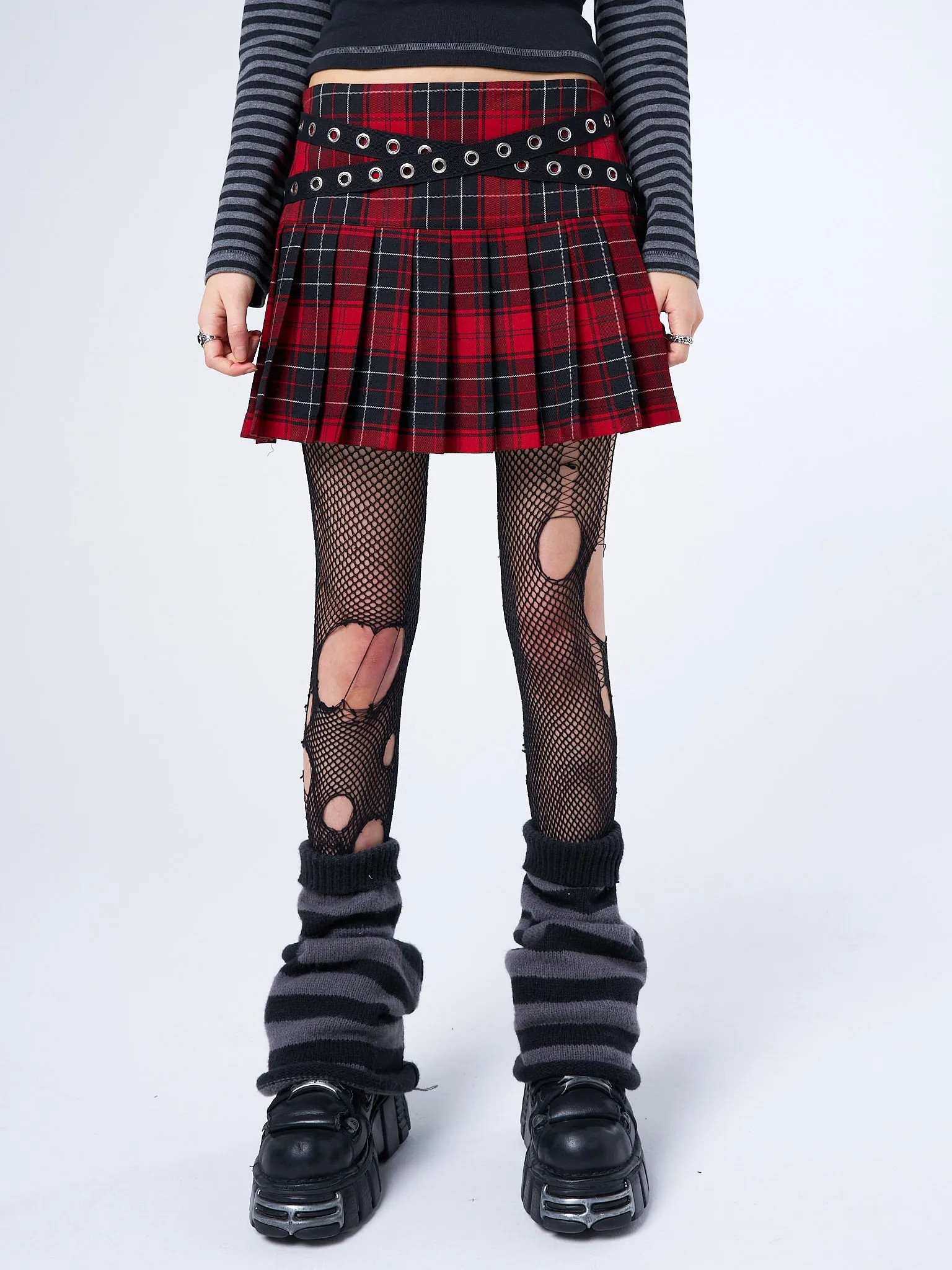 Miley Red & Black Tartan Mini Skirt