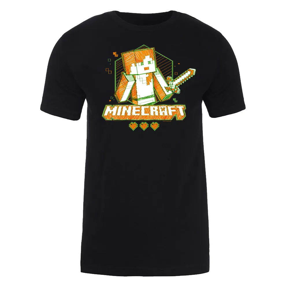 Minecraft Acid Sketch Alex Adult Short Sleeve T-Shirt