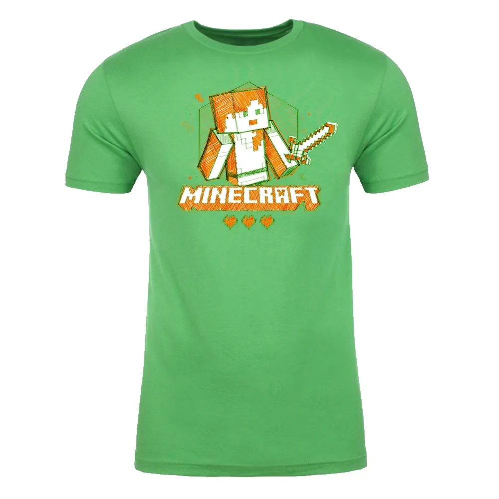 Minecraft Acid Sketch Alex Adult Short Sleeve T-Shirt