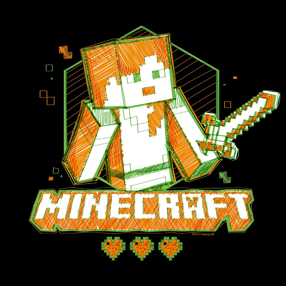 Minecraft Acid Sketch Alex Adult Short Sleeve T-Shirt