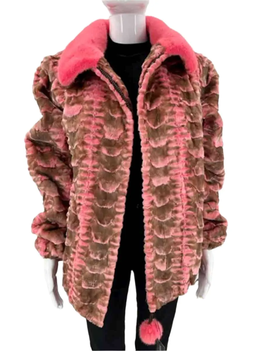 Mink Fur Bomber Jacket with Full Skin Mink Fur Collar