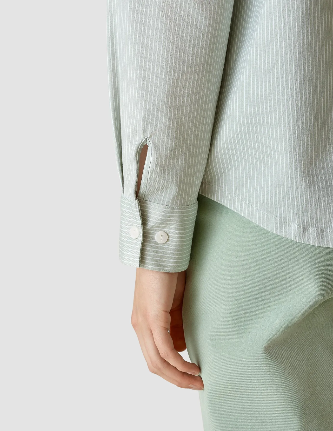 Oversized Long Sleeve Shirt Fennel Stripes