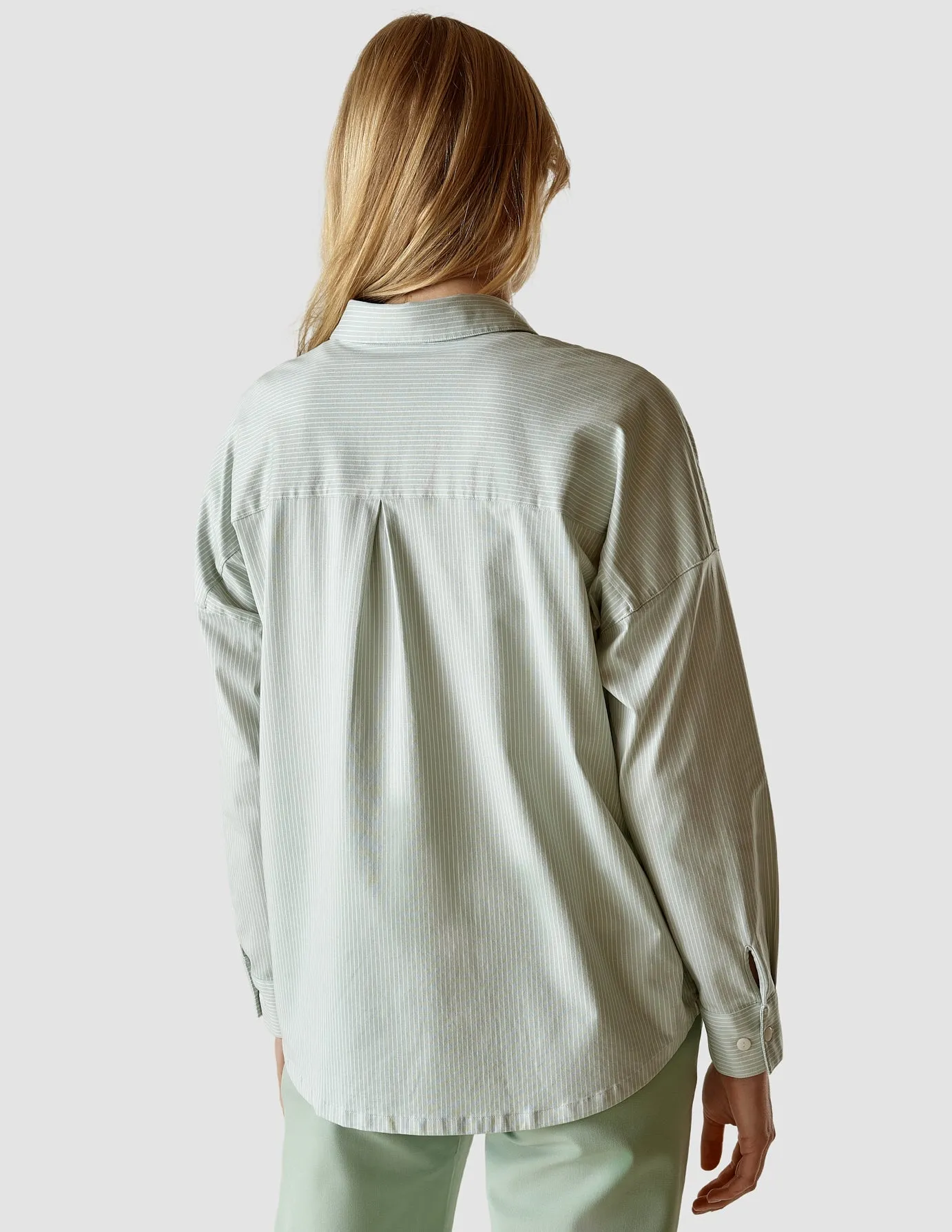 Oversized Long Sleeve Shirt Fennel Stripes