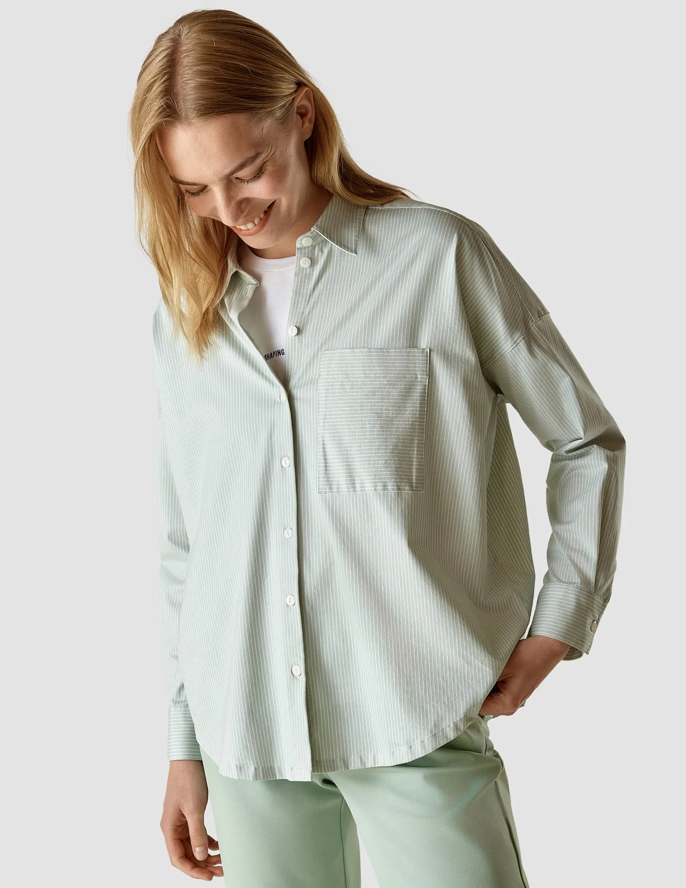 Oversized Long Sleeve Shirt Fennel Stripes