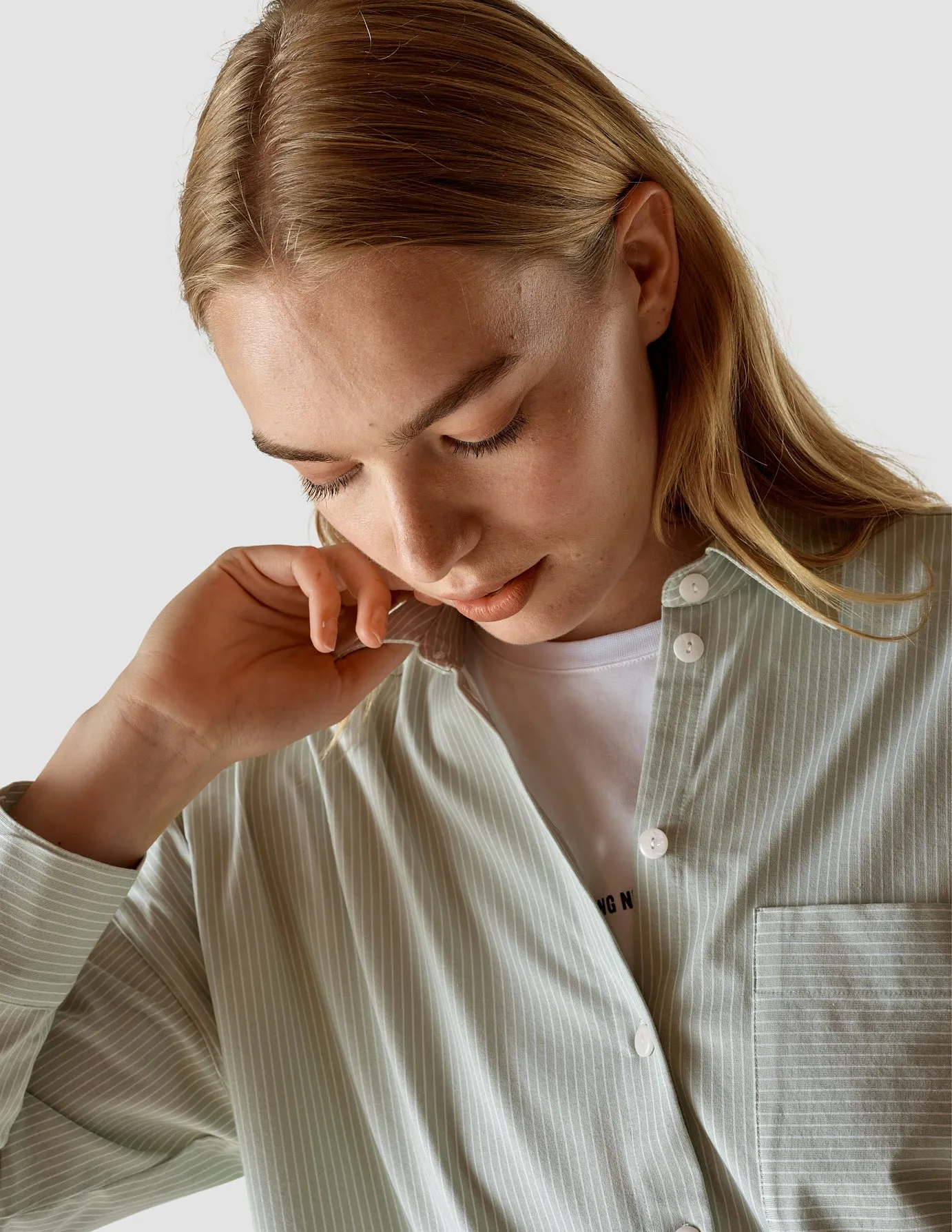 Oversized Long Sleeve Shirt Fennel Stripes