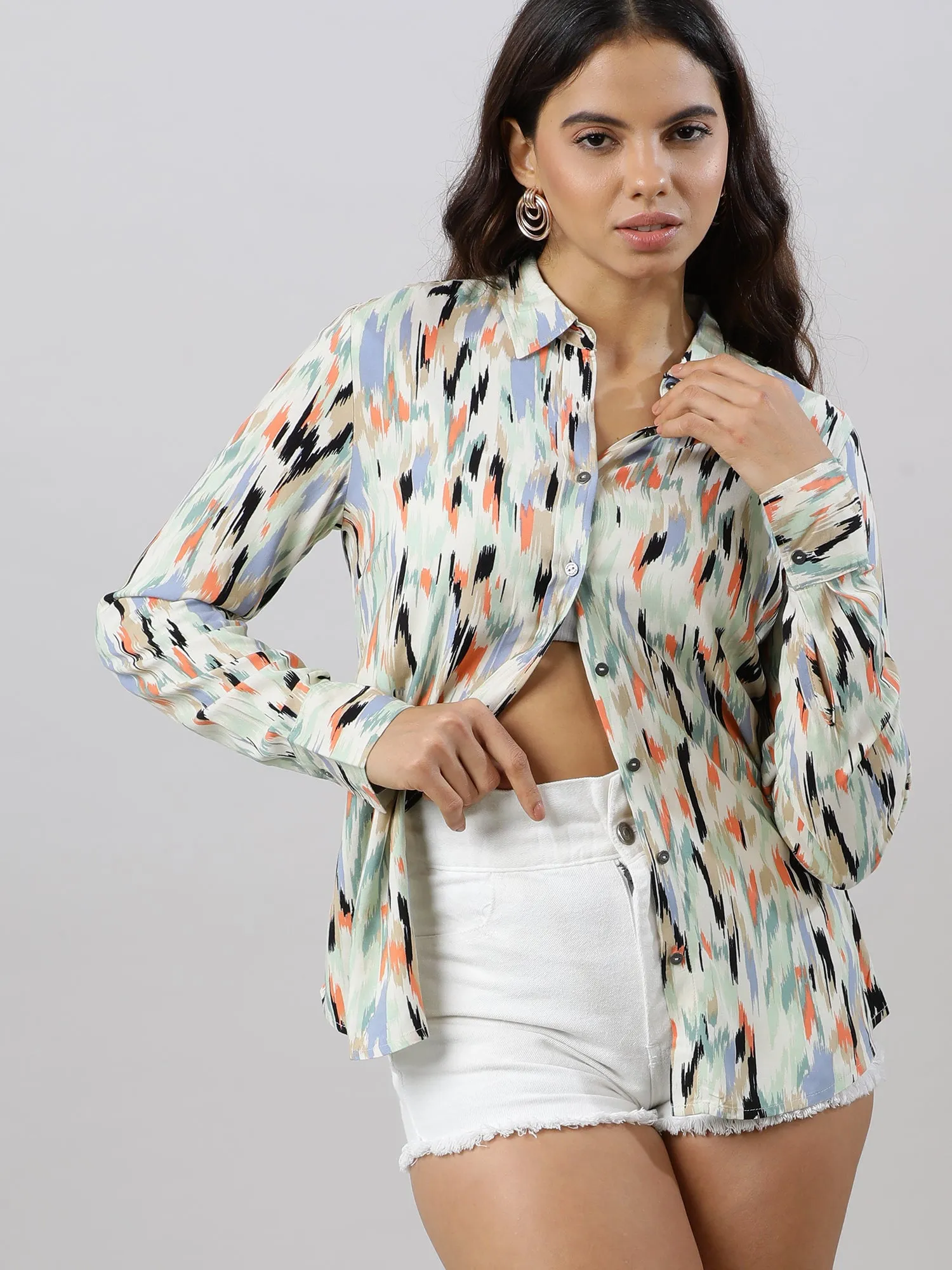 Pastel Abstract Printed Women Shirt