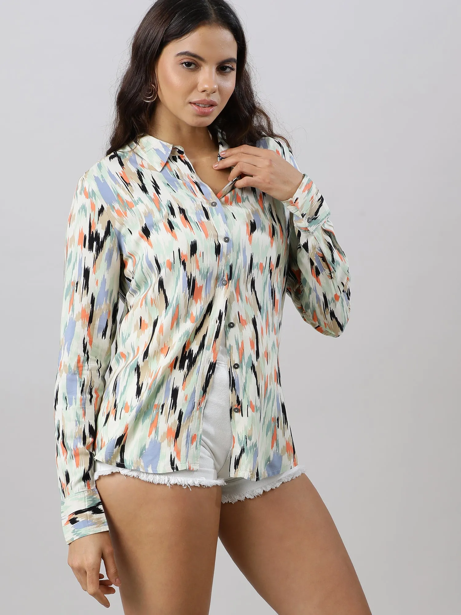 Pastel Abstract Printed Women Shirt