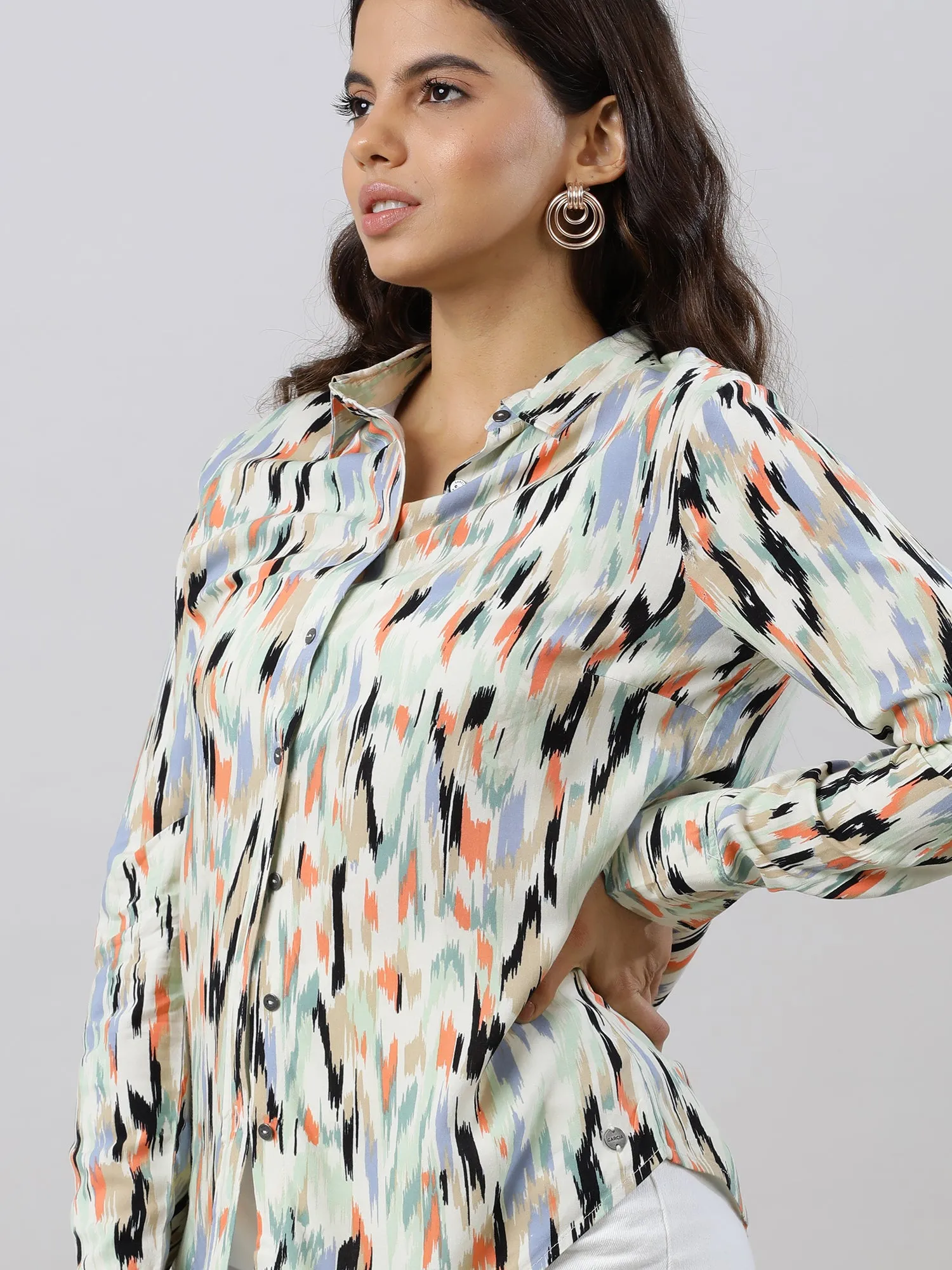 Pastel Abstract Printed Women Shirt