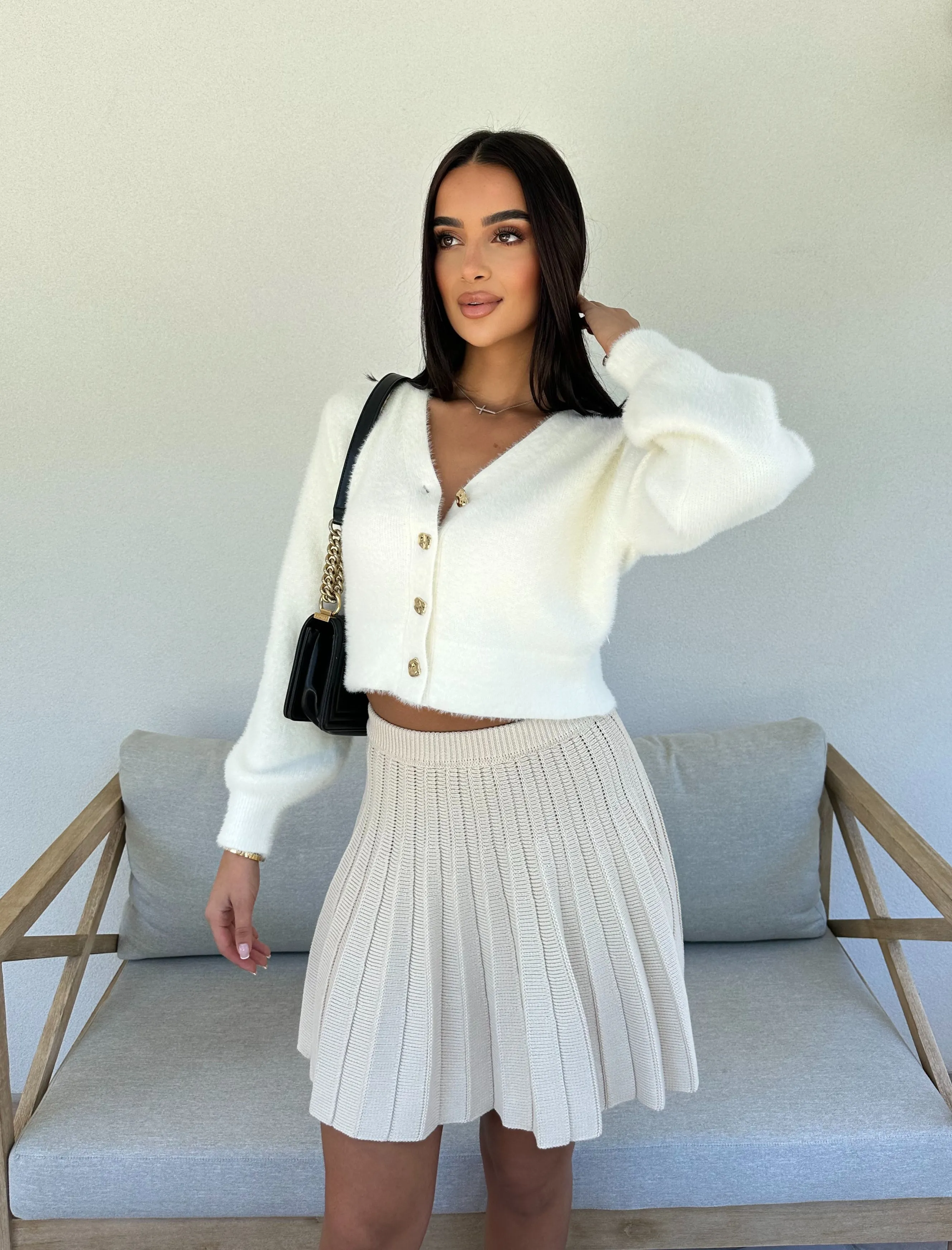 Penny Pleated Skirt Beige