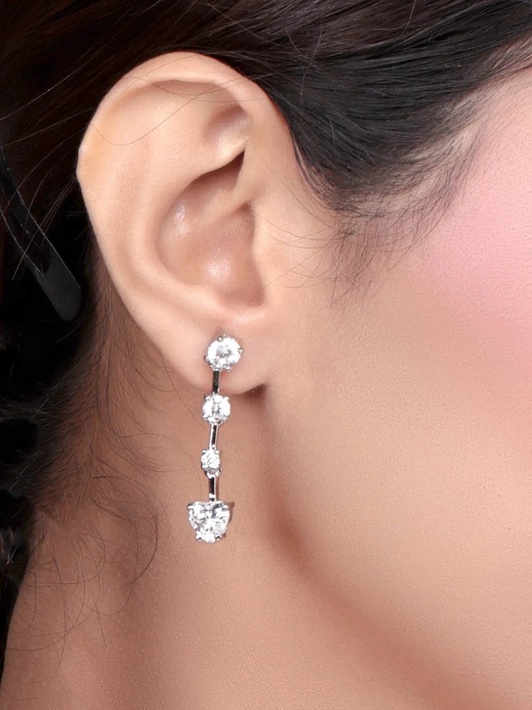 Pissara by Sukkhi Awesome 925 Sterling Silver Cubic Zirconia Earrings For Women And Girls|with Authenticity Certificate, 925 Stamp & 6 Months Warranty