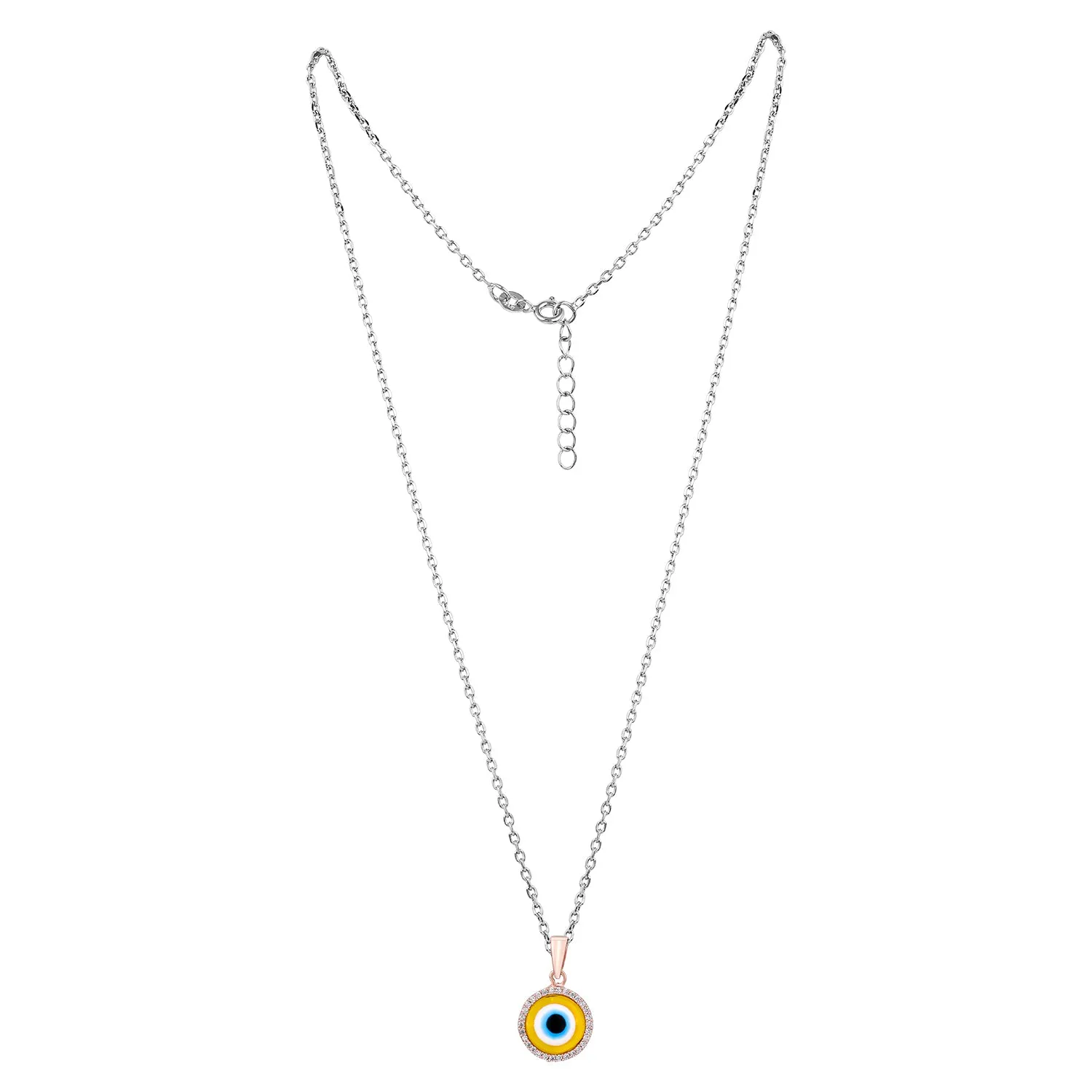 Pissara by Sukkhi Evil Eye Awesome 925 Sterling Silver Cubic Zirconia Pendant With Chain For Women And Girls|with Authenticity Certificate, 925 Stamp & 6 Months Warranty