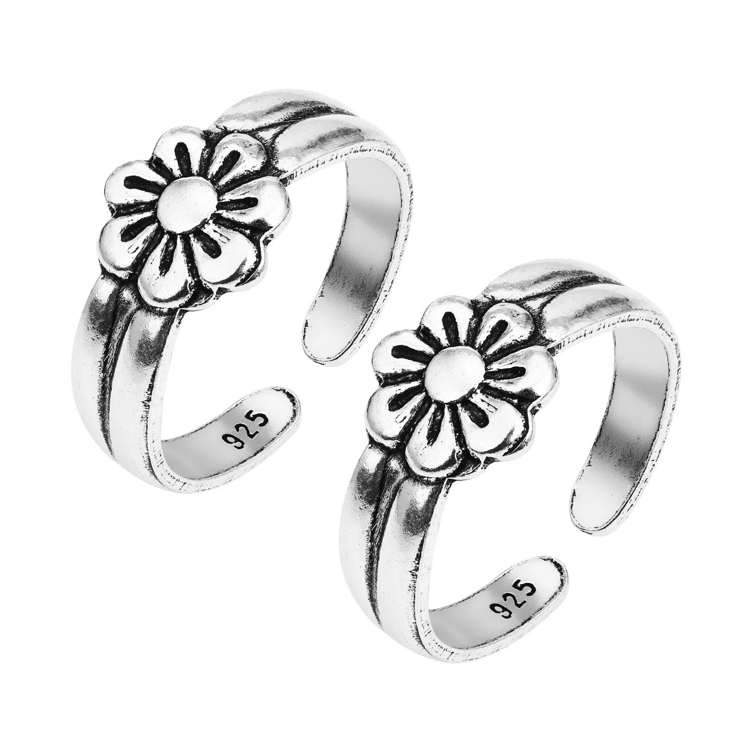 Pissara by Sukkhi Floral 925 Sterling Silver Toe Rings For Women And Girls|with Authenticity Certificate, 925 Stamp & 6 Months Warranty