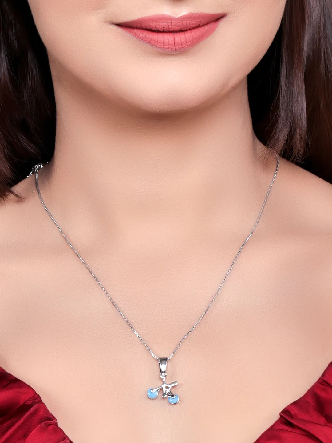 Pissara by Sukkhi Glossy 925 Sterling Silver Pendant With Chain For Women And Girls|with Authenticity Certificate, 925 Stamp & 6 Months Warranty