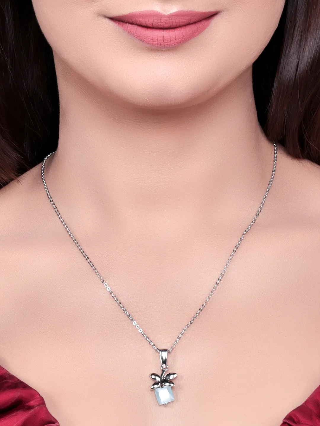 Pissara by Sukkhi Modern 925 Sterling Silver Pendant With Chain For Women And Girls|with Authenticity Certificate, 925 Stamp & 6 Months Warranty