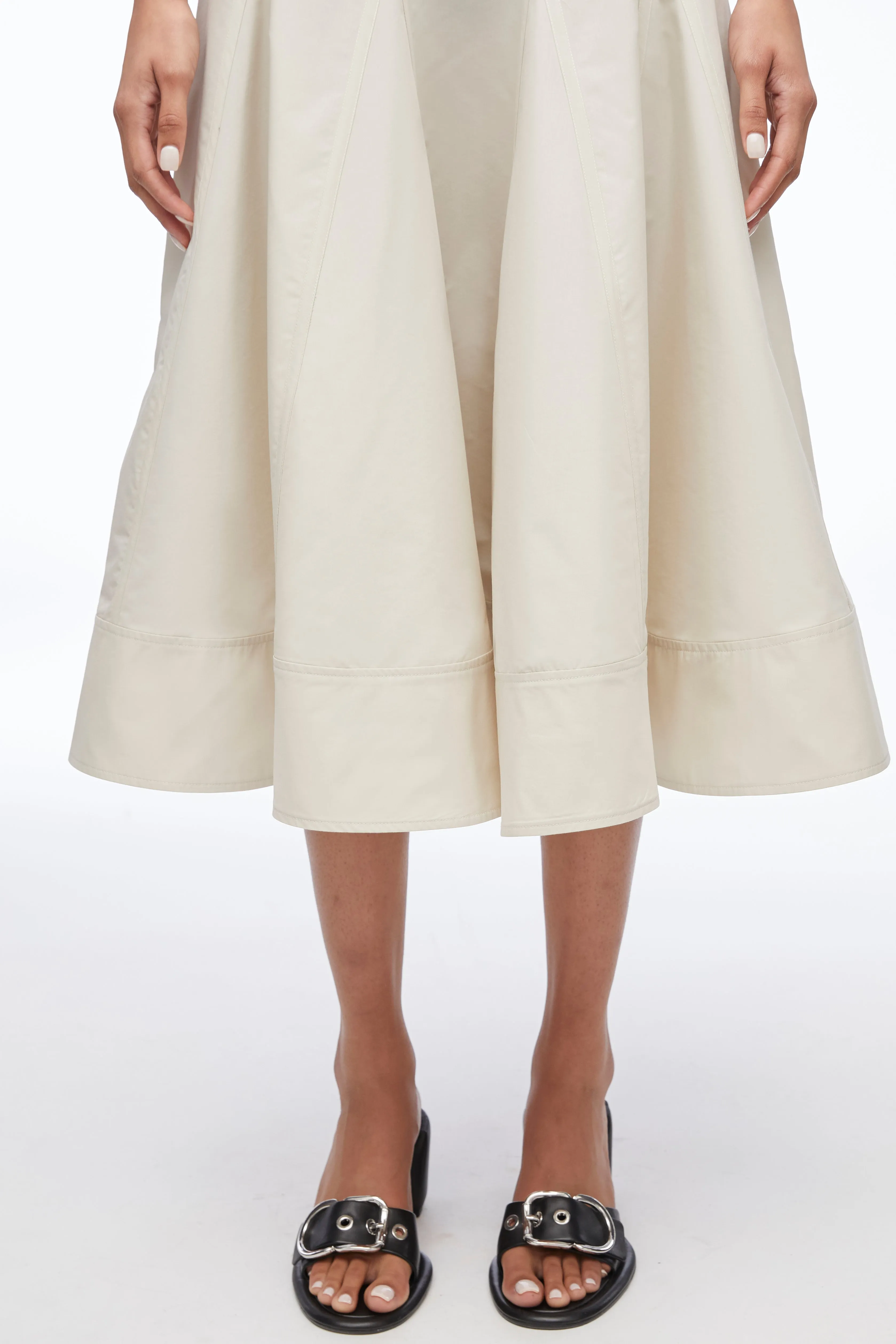 Pleated Godet Midi Skirt