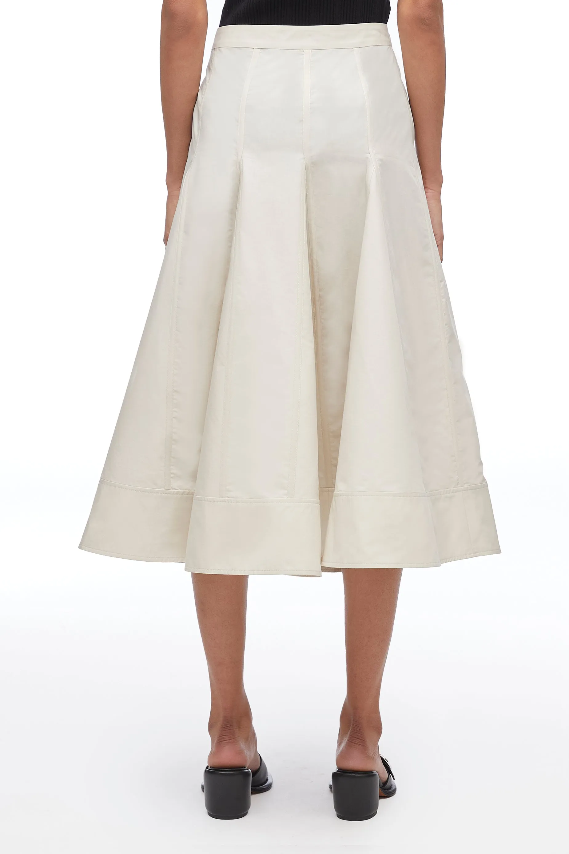 Pleated Godet Midi Skirt