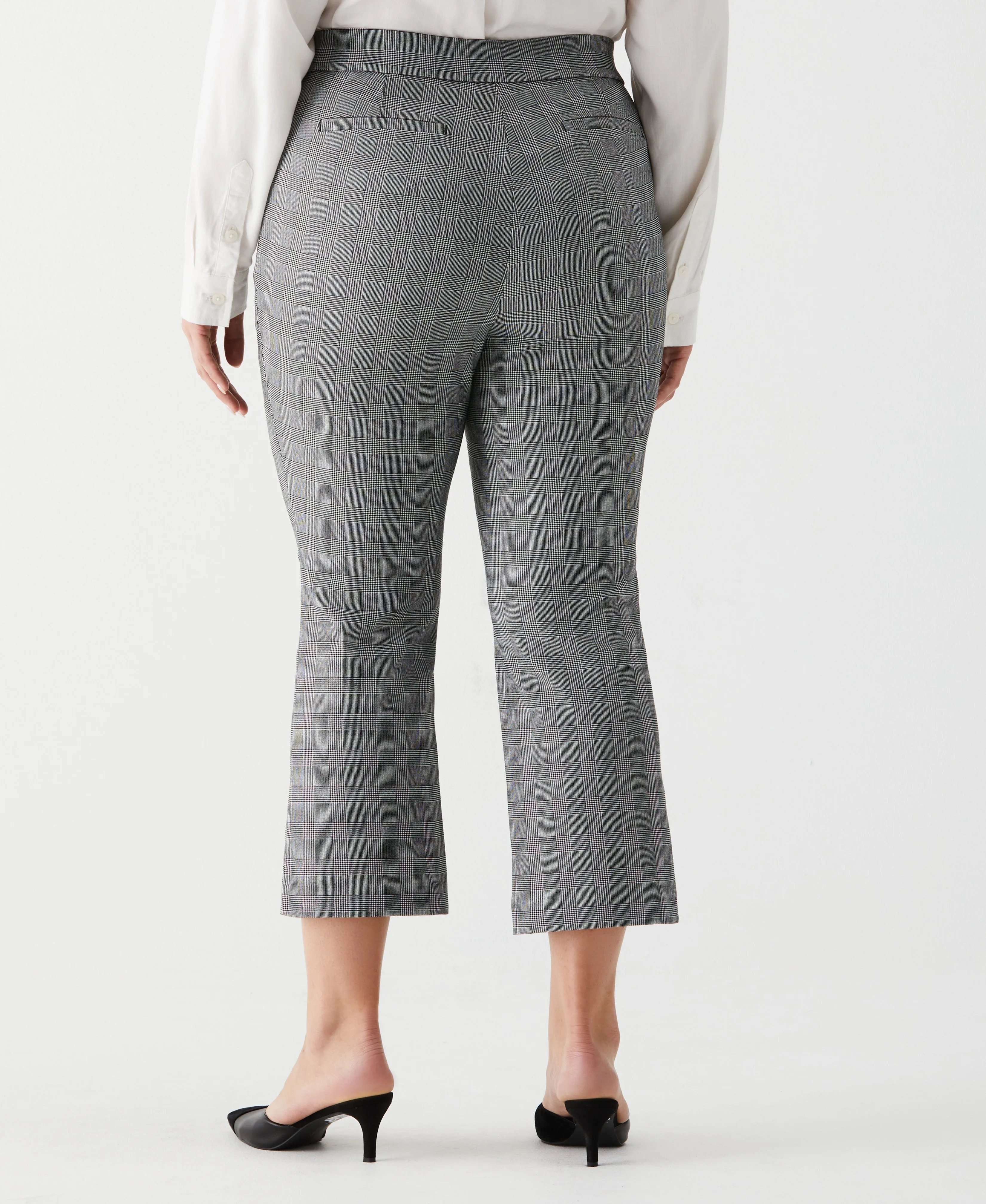 Plus Size Plaid Crop Boot Cut Pant with Belt