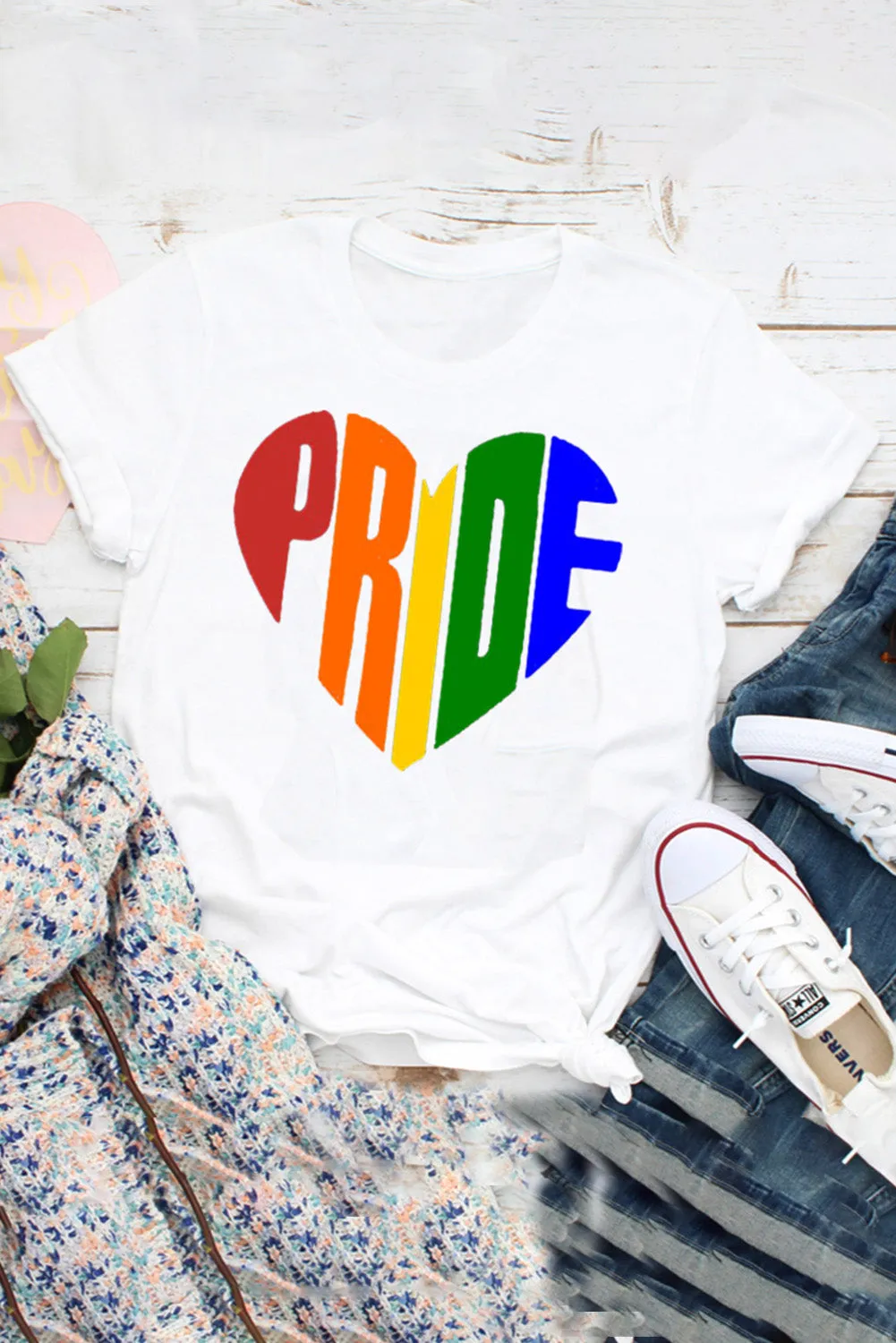 Pride Shirt Women Rainbow LGBT Gay Shirt Top Rainbow Casual Tshirt