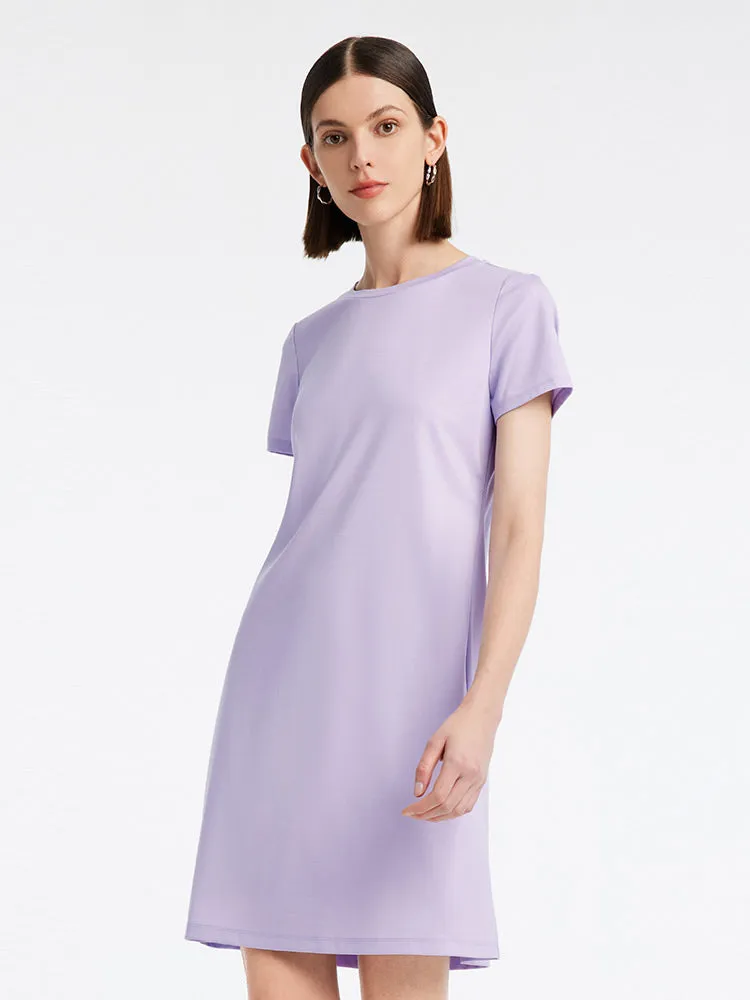 Purple T-shirt Dress And Grey Pleated Skirt Two-Piece Set