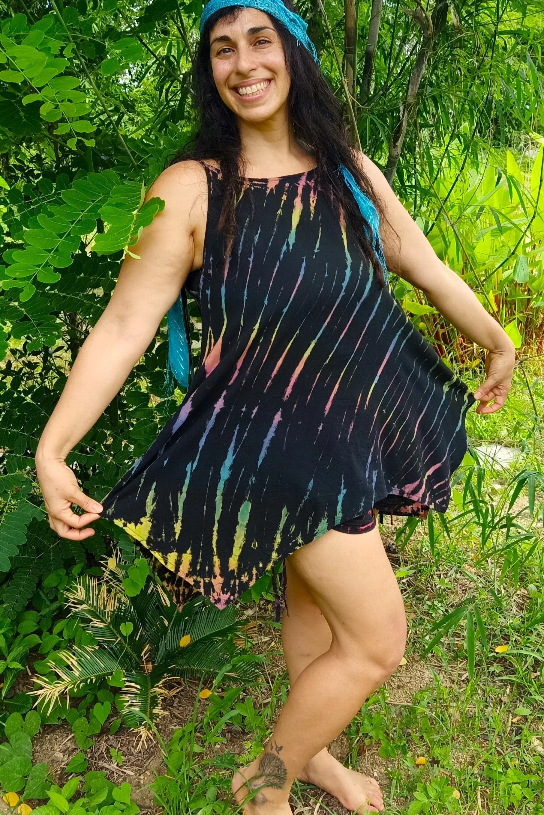 Rainbow Zebra Tie Strap Sundress