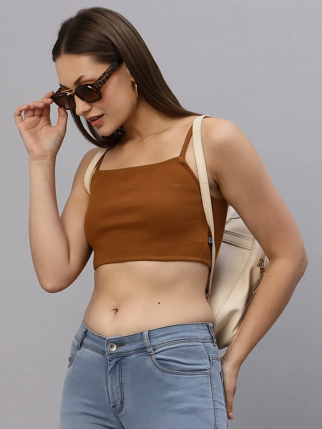 Ribbed Strappy Crop Top