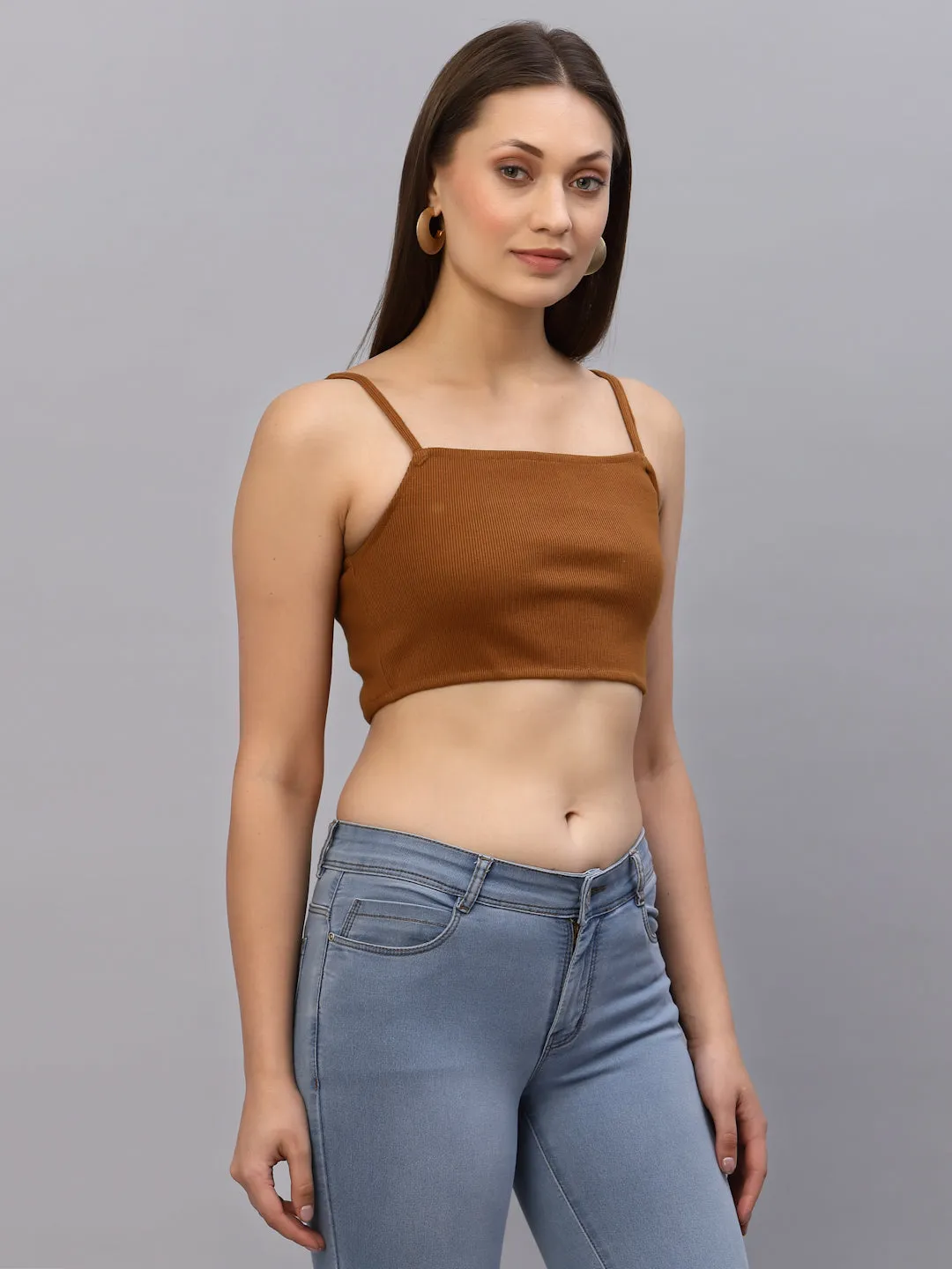 Ribbed Strappy Crop Top