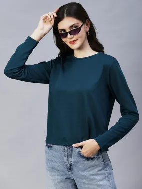 Round Neck Full Sleeves Poly Corduroy Top