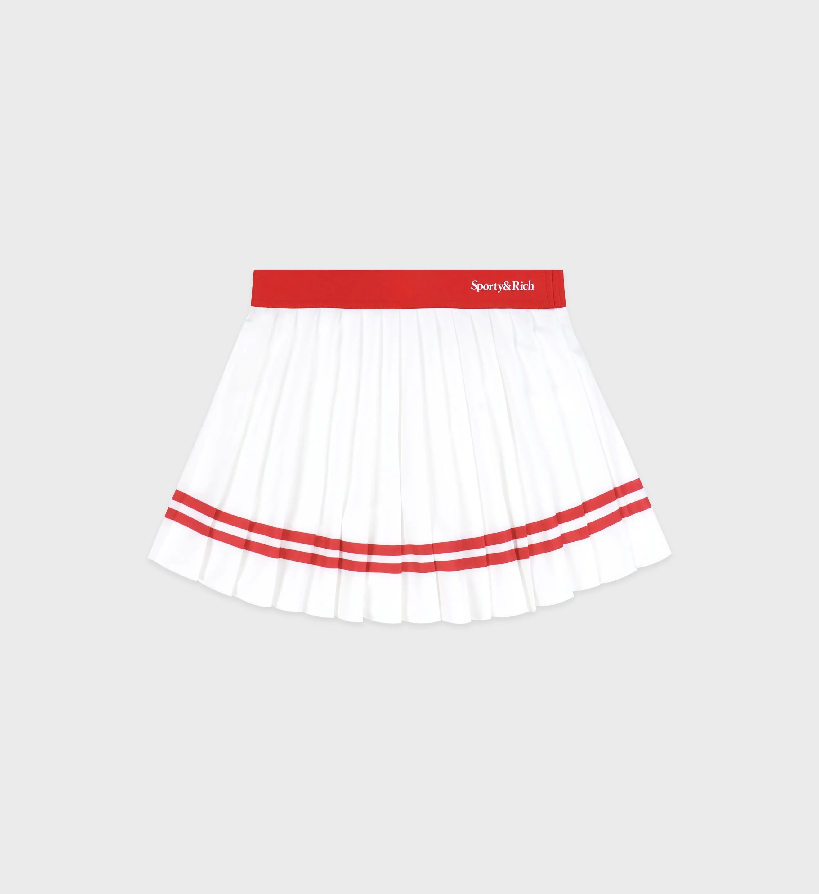 Serif Logo Pleated Skirt - White/Sports Red